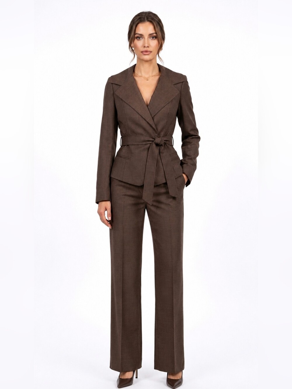 Max Mara Self Tie Belted Suit Set – Italian Wool